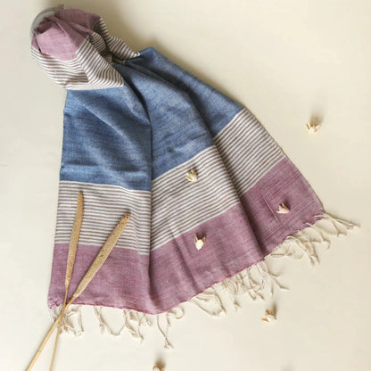 Ahimsa Silk Stole | Blue &amp; Pink Stripes