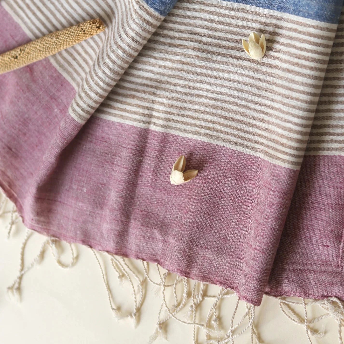 Ahimsa Silk Stole | Blue &amp; Pink Stripes