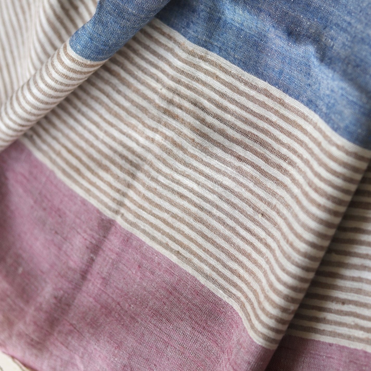 Ahimsa Silk Stole | Blue &amp; Pink Stripes