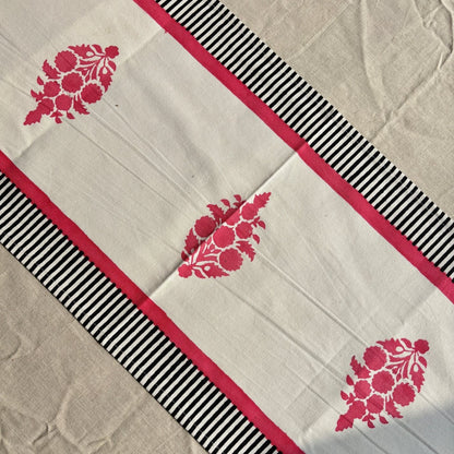 Blockprinted Table Runner | Pink Floral