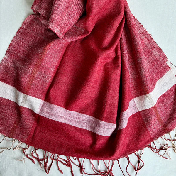 Ahimsa Peace Silk Stole | Maroon Chequered