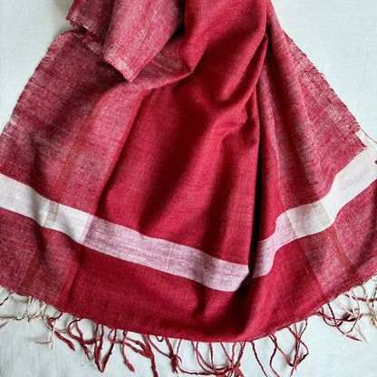 Ahimsa Peace Silk Stole | Maroon Chequered