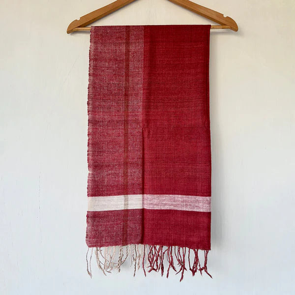 Ahimsa Peace Silk Stole | Maroon Chequered