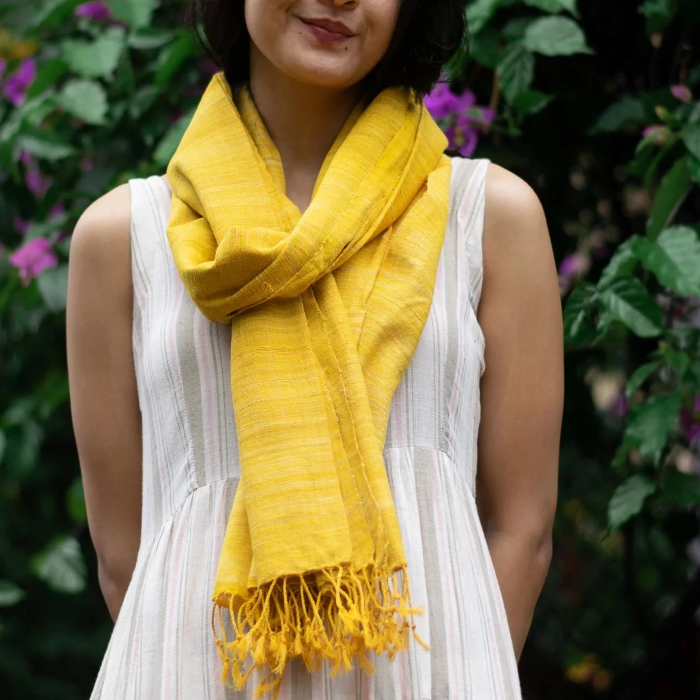 Ahimsa Peace Silk Stole | Yellow