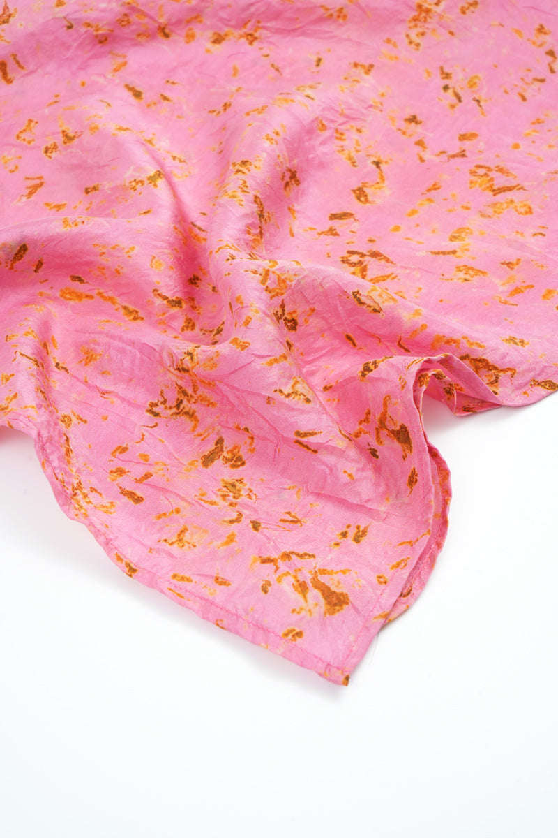 Eco-printed Silk Bandana | Pink with Yellow