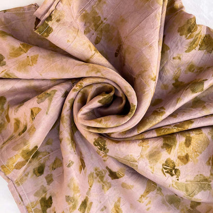 Eco-printed Silk Square Scarf | Pink with Yellow flowers