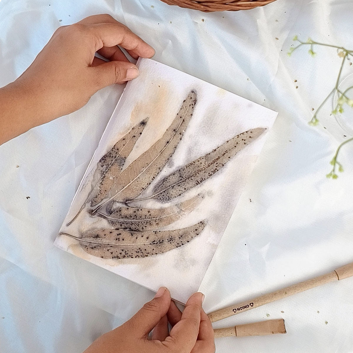 Eco-printed Handmade Journal | Eucalyptus Leaf Print