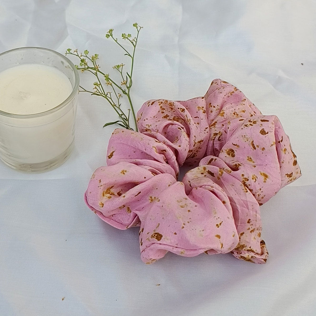 Eco-printed Silk Scrunchie | Pale Pink