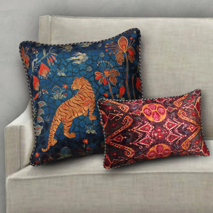 Isfahan Tiger Cushion Cover | Blue