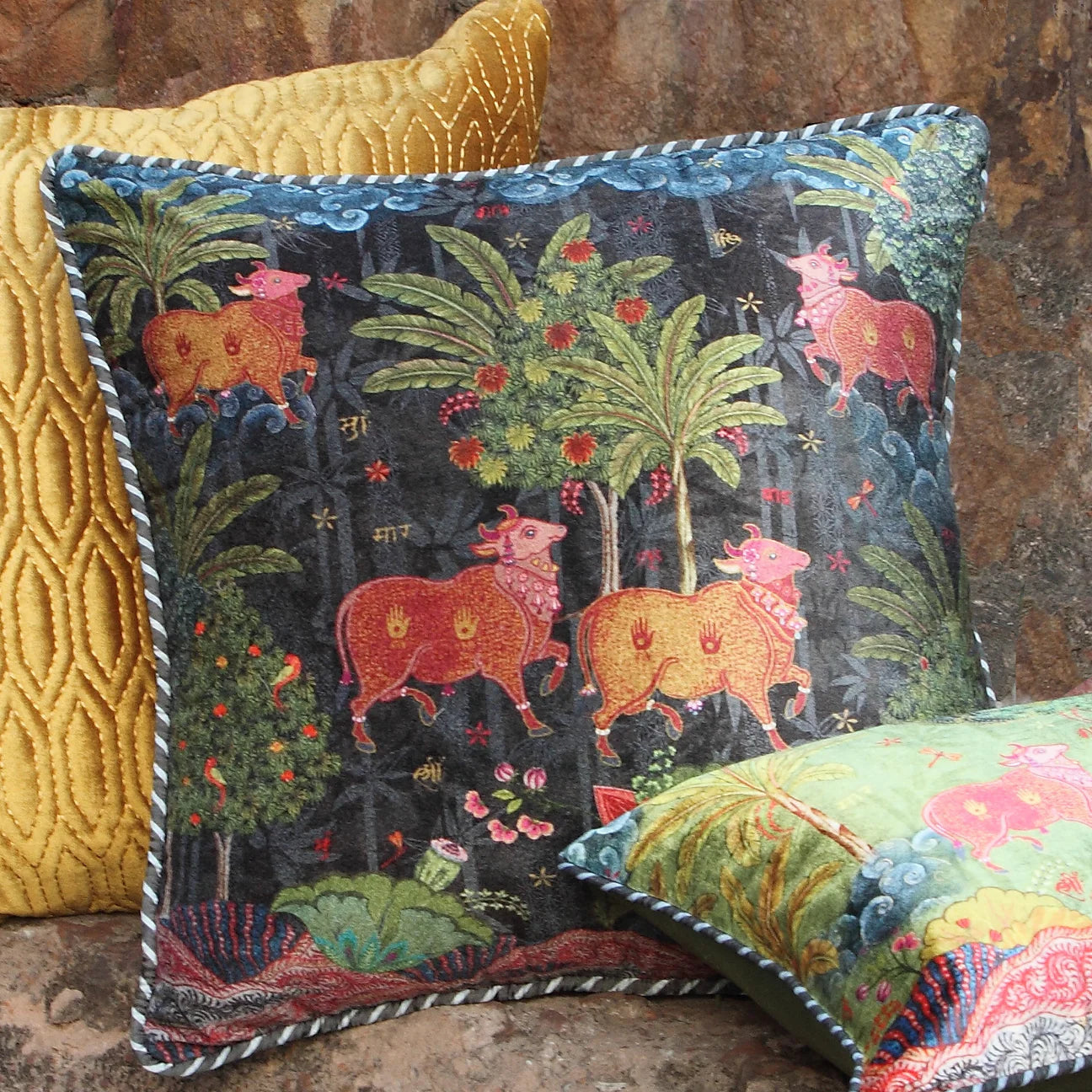 Anandi Pichwai Cushion Cover | Umber