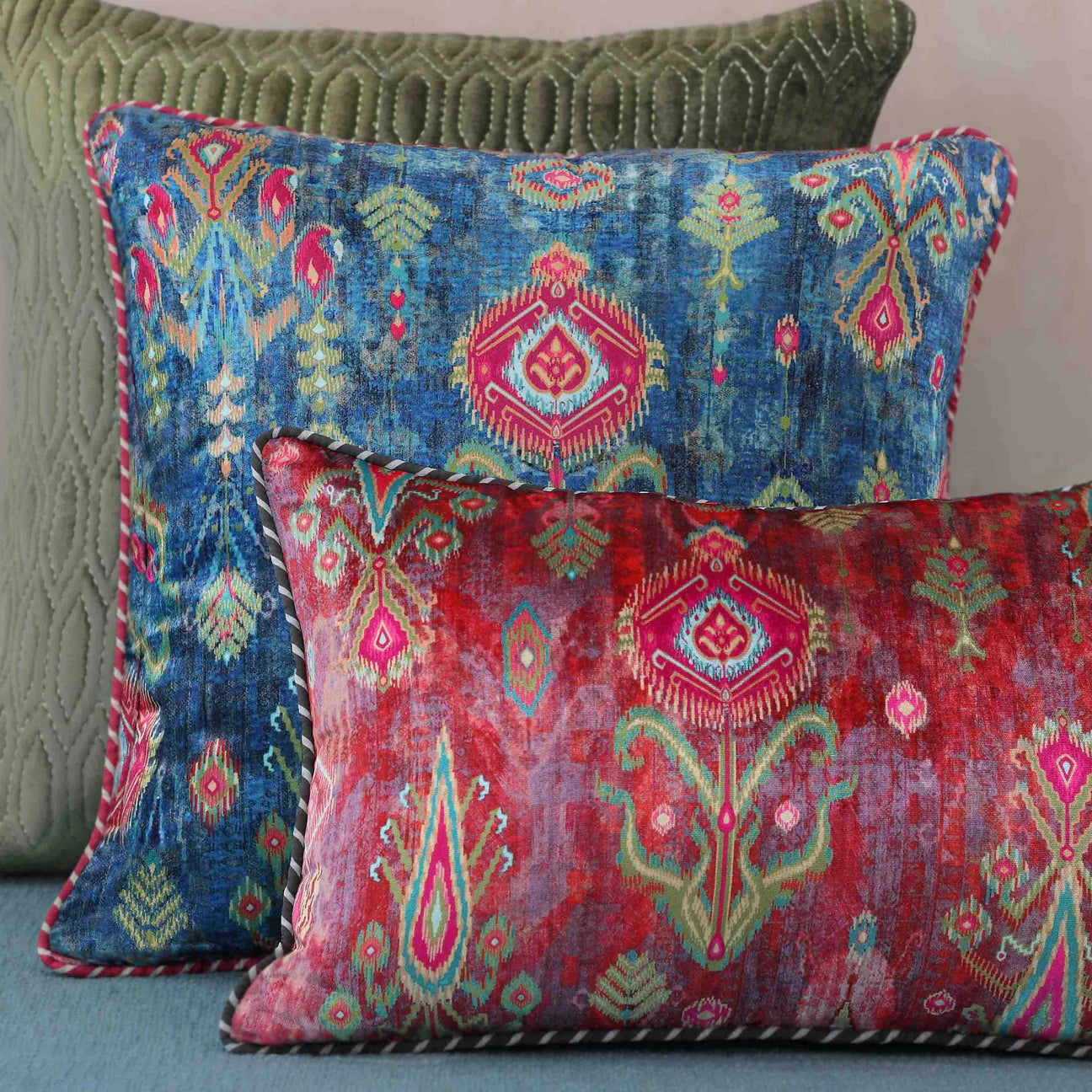 Bukhara Ikat Cushion Cover | Blue or Firoza