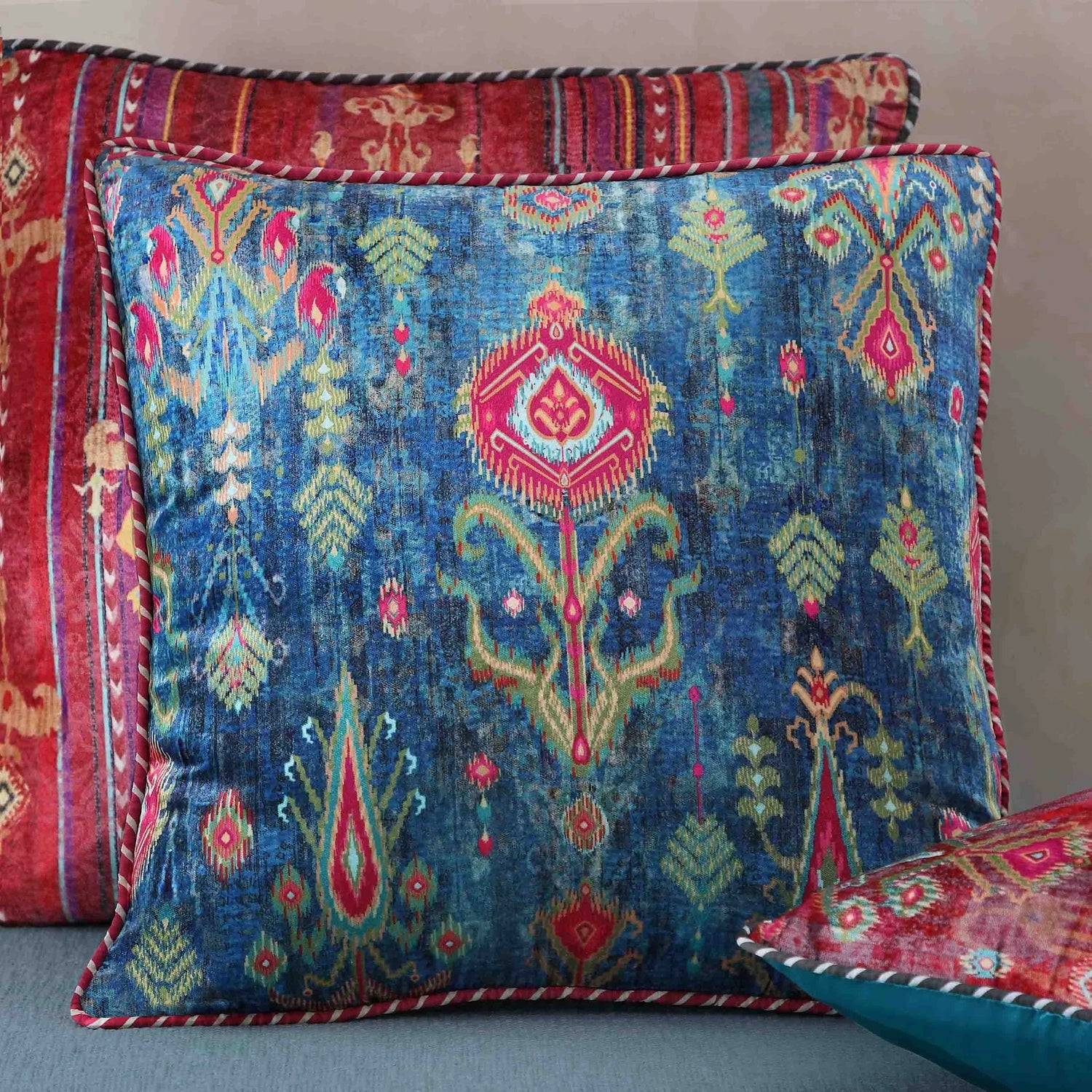 Bukhara Ikat Cushion Cover | Blue or Firoza