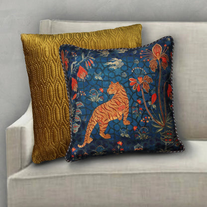 Isfahan Tiger Cushion Cover | Blue