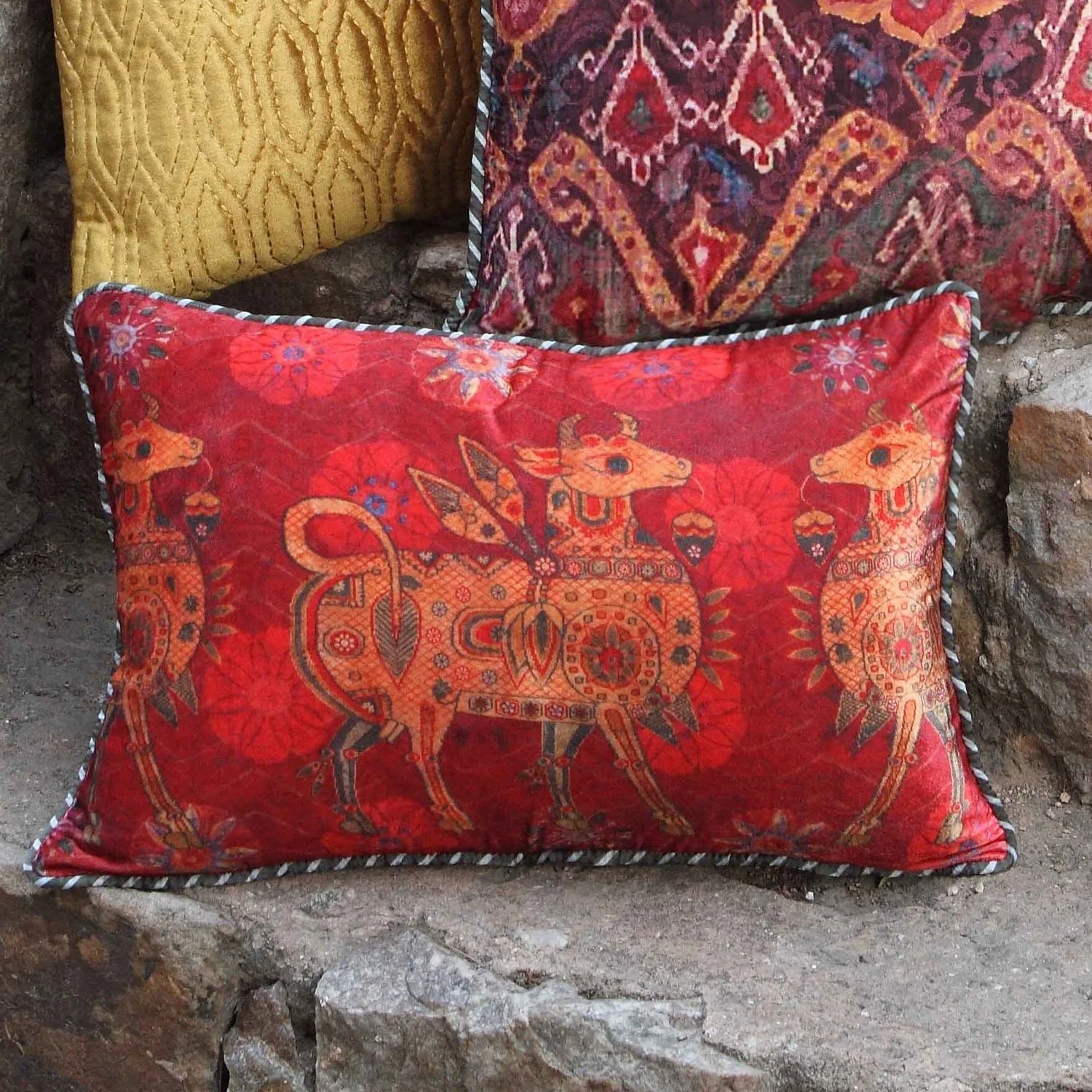 Ishtar Cushion Cover - Red Slim