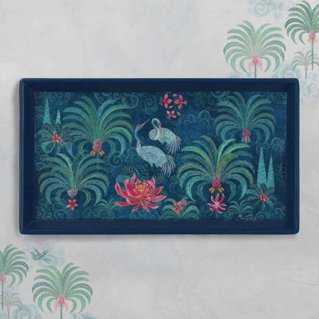 Palm Tree Enamel Tray | Emerald Slim