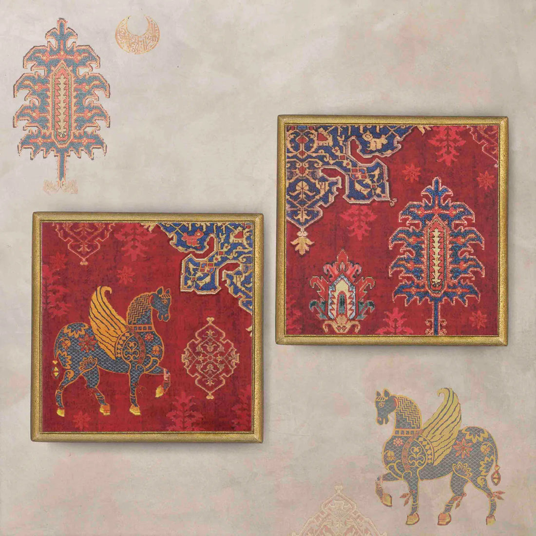 Samarkand Coaster Cypres | Red | Set of 2