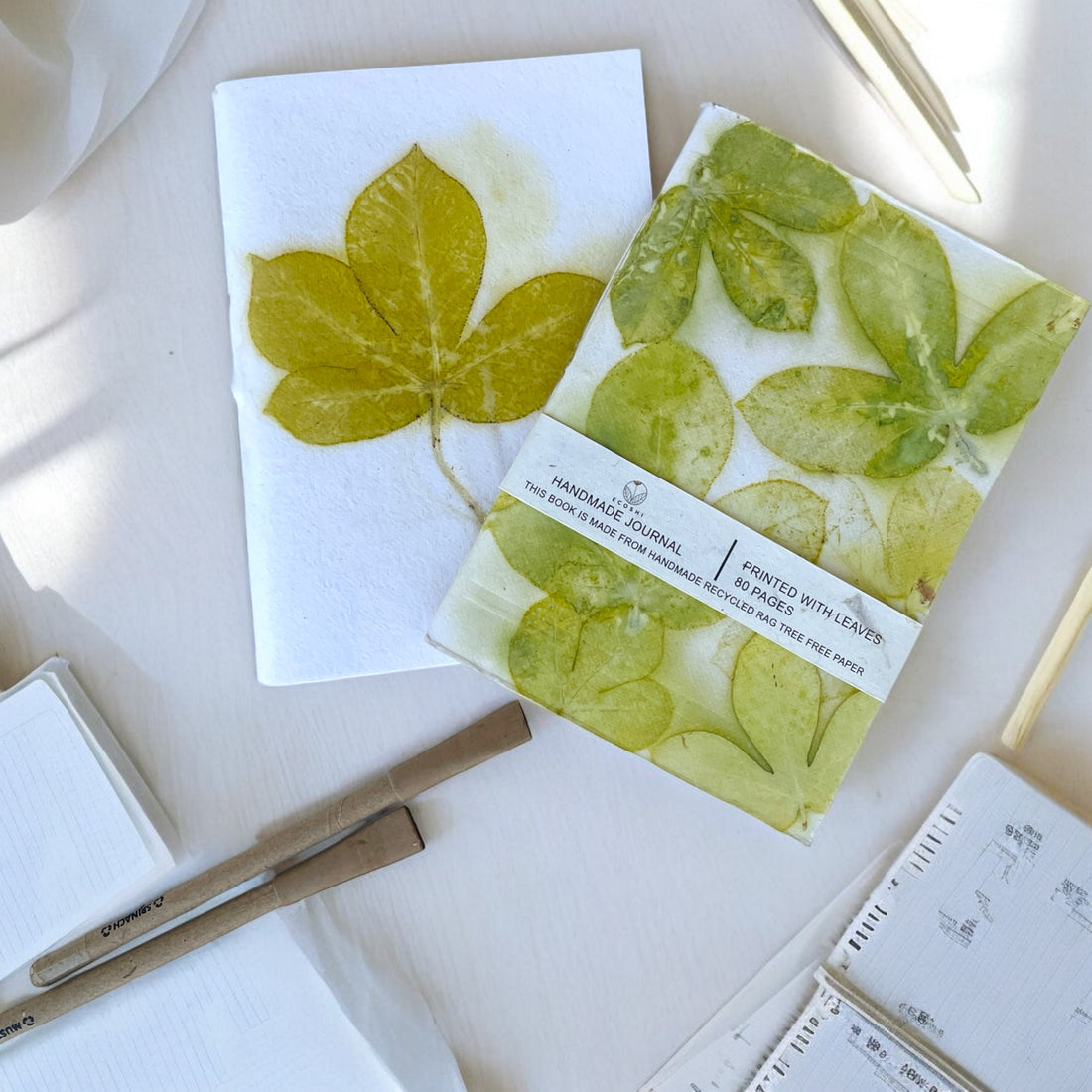 Ecoprinted Journal | Green Leaf Multiple