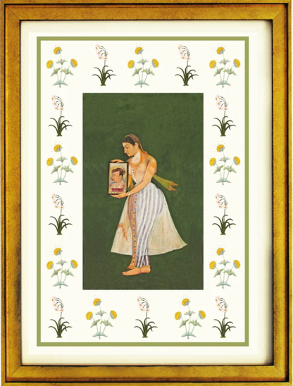 Nur Jahan Holding a Portrait of Emperor Jahangir Art Print