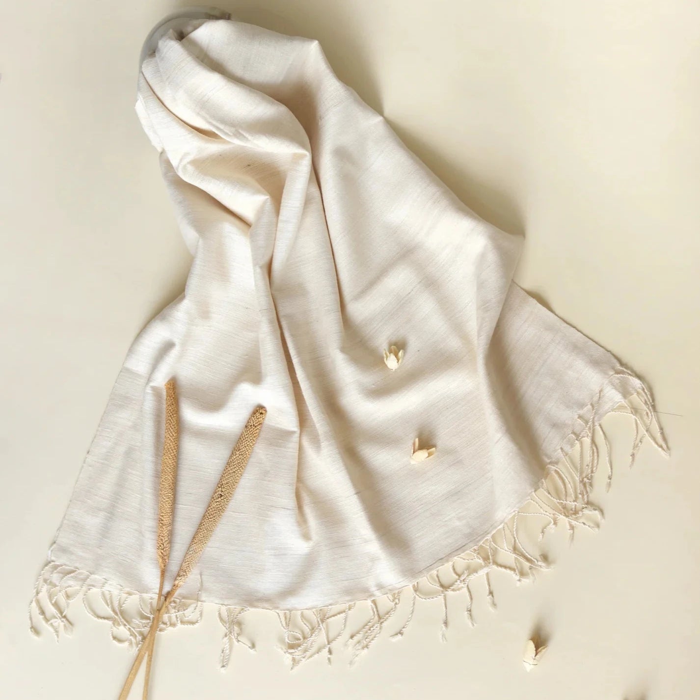 Ahimsa Peace Silk Stole | Ivory