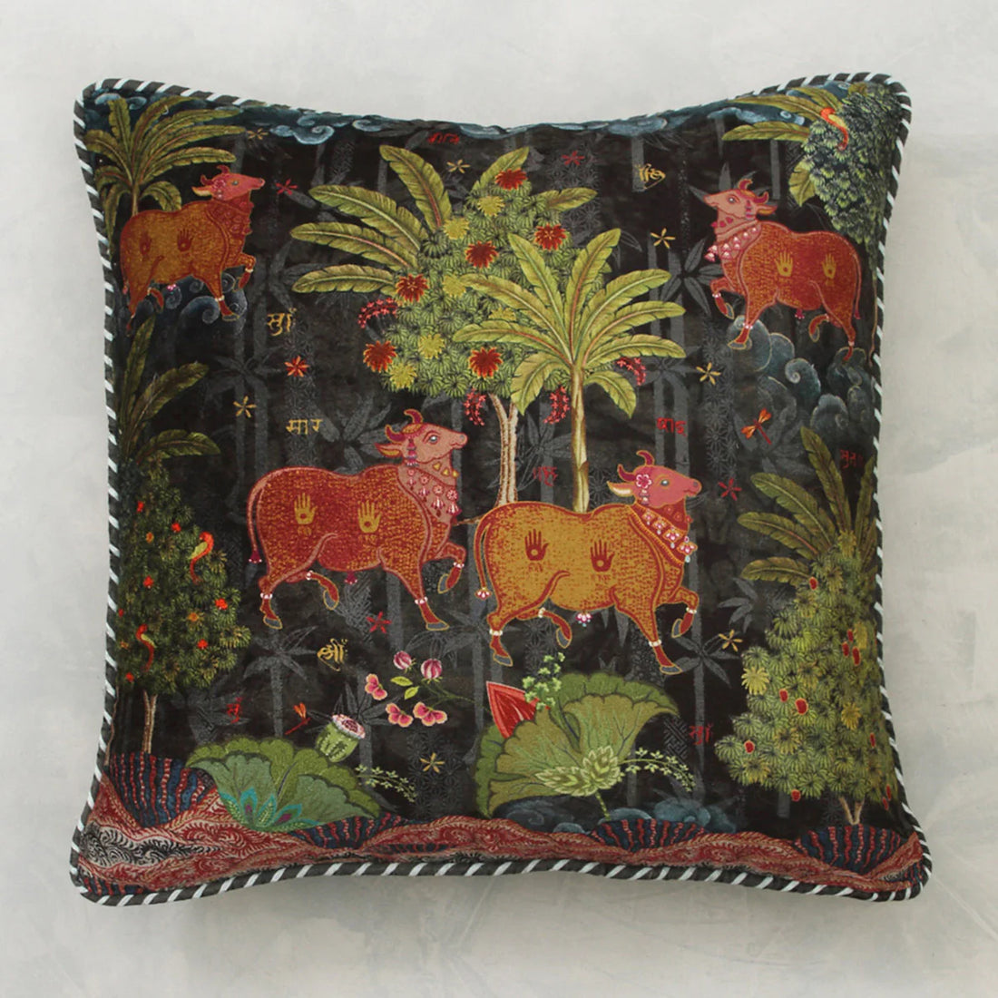 Anandi Pichwai Cushion Cover | Umber